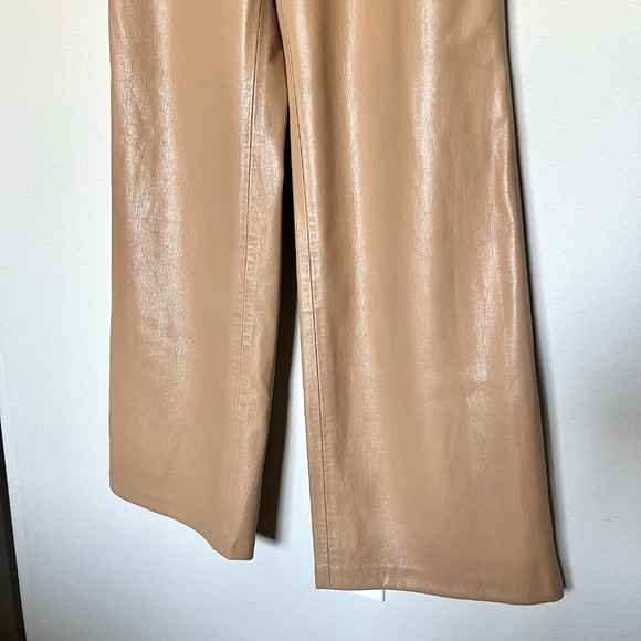 Anine Bing NEW Koa Pant Butterscotch Vegan Leather Wide Straight Leg Pant Sz S - Picture 3 of 13